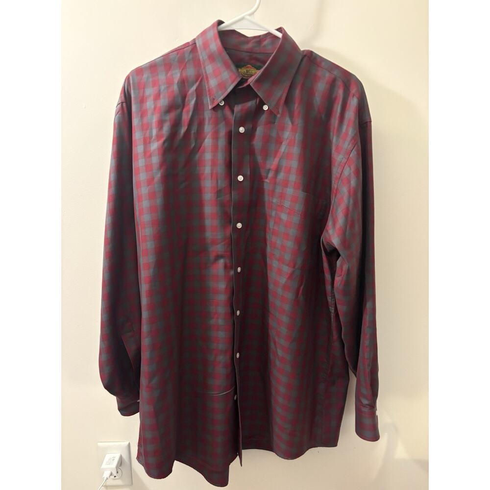 Vintage Joseph Laughter Clothier Hendersonville NC Red Check Button Down Shirt L